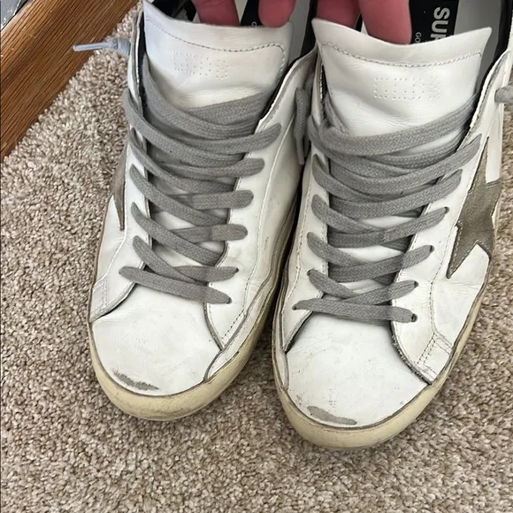 Golden Goose White and Black Star Sneakers