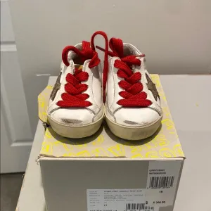 Golden Goose White and Red Sneakers