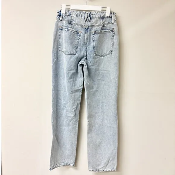 Good American Good 90's Ripped Knee Straight Jeans Blue542 Women's Size 2/26