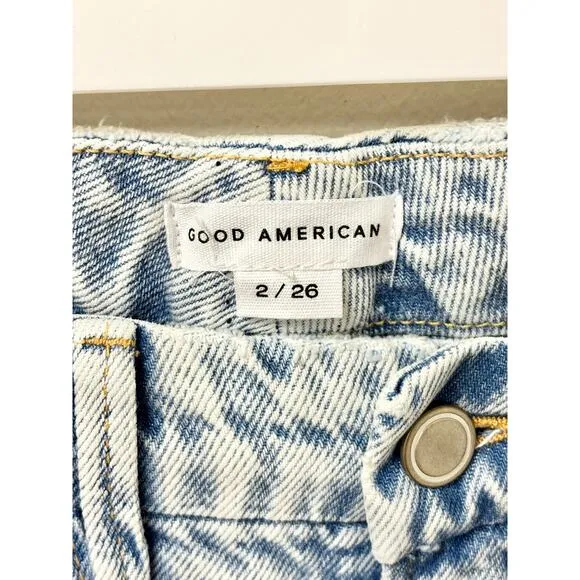 Good American Good 90's Ripped Knee Straight Jeans Blue542 Women's Size 2/26