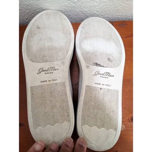 Goodman Brand White Leather Lace-Up Sneakers Size 9