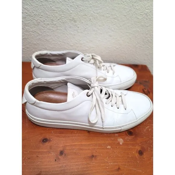 Goodman Brand White Leather Lace-Up Sneakers Size 9
