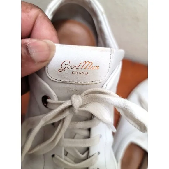 Goodman Brand White Leather Lace-Up Sneakers Size 9