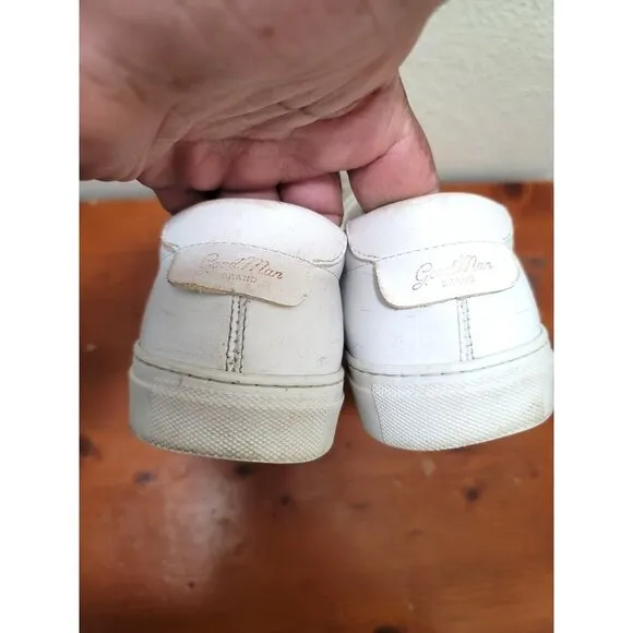 Goodman Brand White Leather Lace-Up Sneakers Size 9