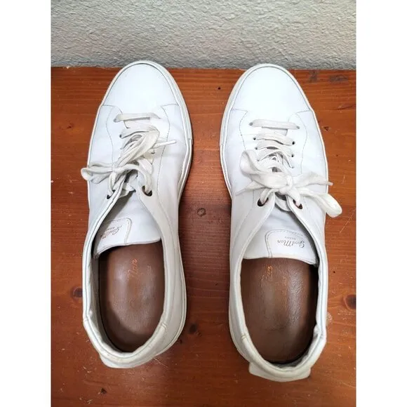 Goodman Brand White Leather Lace-Up Sneakers Size 9