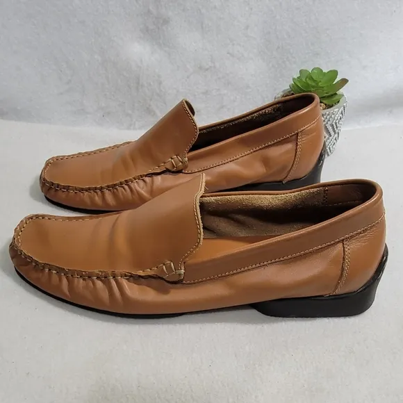 Gordon Rush Collection Soft Leather Slip-On Square Toe Loafers Men Size 9.5