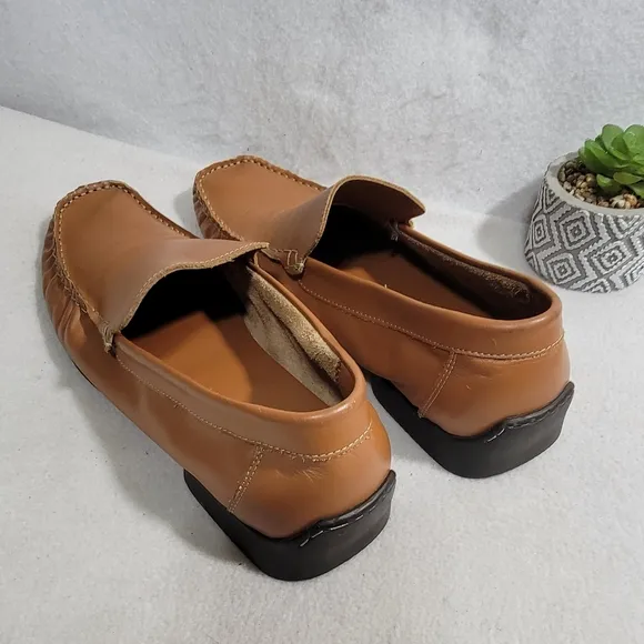 Gordon Rush Collection Soft Leather Slip-On Square Toe Loafers Men Size 9.5