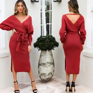 Grace Sweater Dress - Red