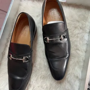 Gucci Black Loafers with Silver Horsebit Detail