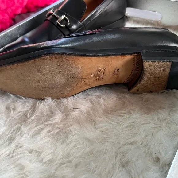 Gucci Black Loafers with Silver Horsebit Detail