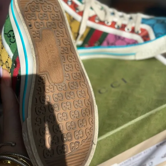Gucci Blue and Green High-Top Sneakers