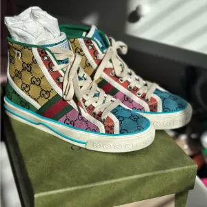 Gucci Blue and Green High-Top Sneakers