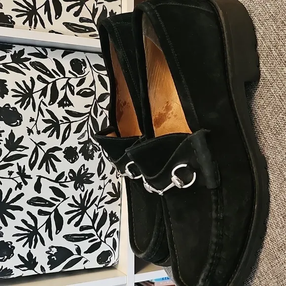 ❤️GUCCI Horsebit Suede Lug Sole Loafers Size 10
