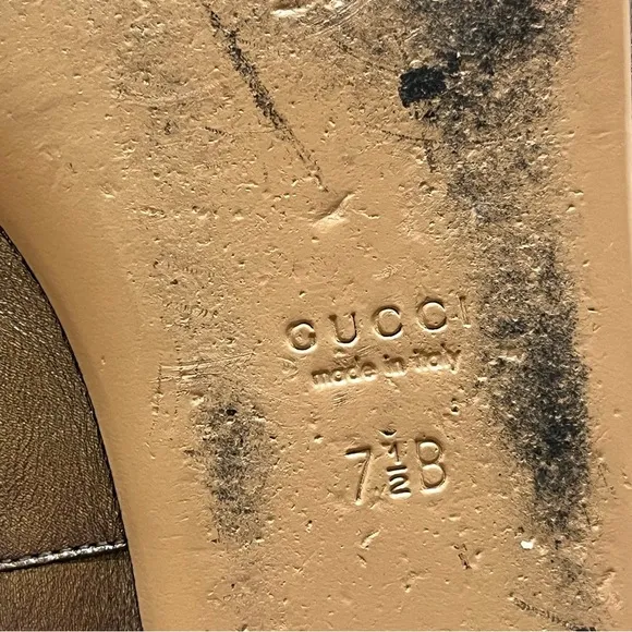 Gucci Leather Horsebit Ankle Strap Ballet Flats