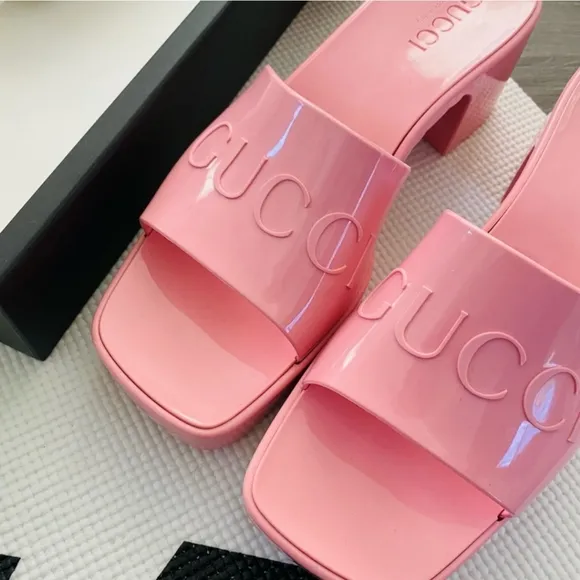 Gucci Pink Rubber Slides