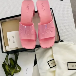 Gucci Pink Rubber Slides