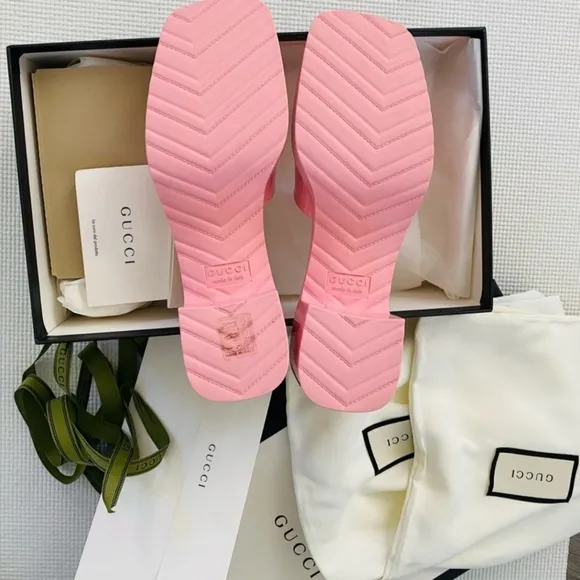 Gucci Pink Rubber Slides