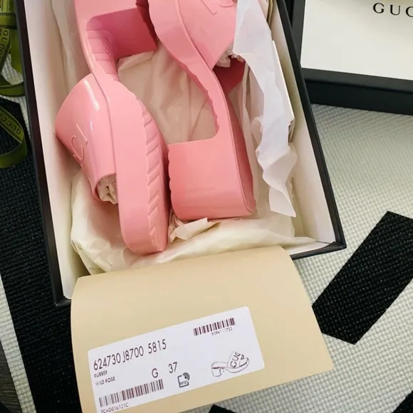 Gucci Pink Rubber Slides