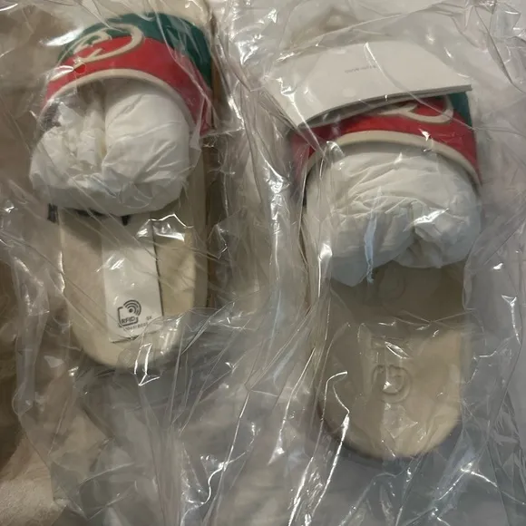 Gucci Red and Green Rubber GG Interlocking Slides