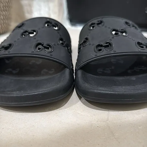 Gucci Rubber GG Cutout Accent Slides