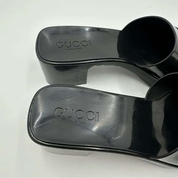 Gucci Rubber Platform Slides Mules Block Heel 624730