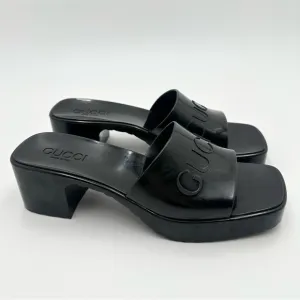Gucci Rubber Platform Slides Mules Block Heel 624730