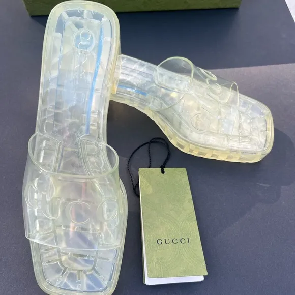 GUCCI slide platform sandal clear size 8(B 5)