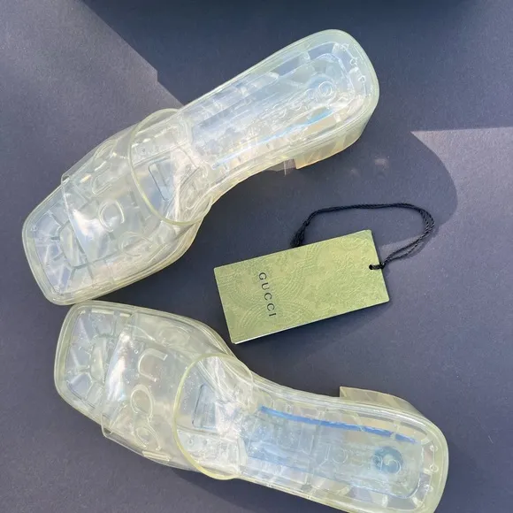 GUCCI slide platform sandal clear size 8(B 5)