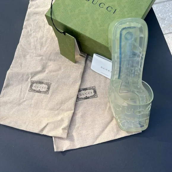 GUCCI slide platform sandal clear size 8(B 5)