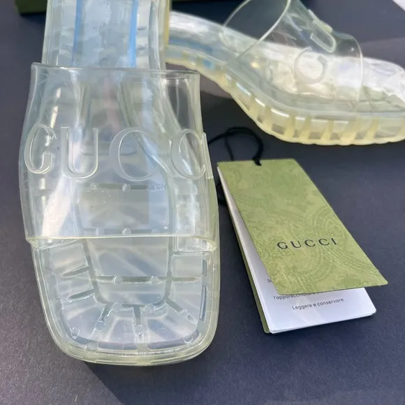 GUCCI slide platform sandal clear size 8(B 5)