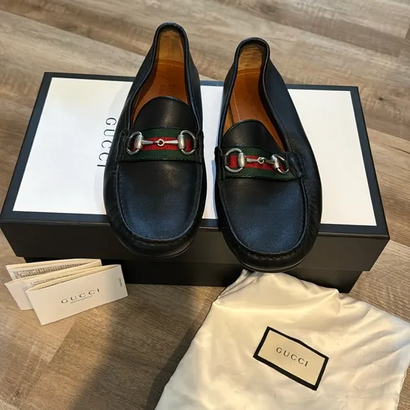 Gucci soft black leather size 6 loafers