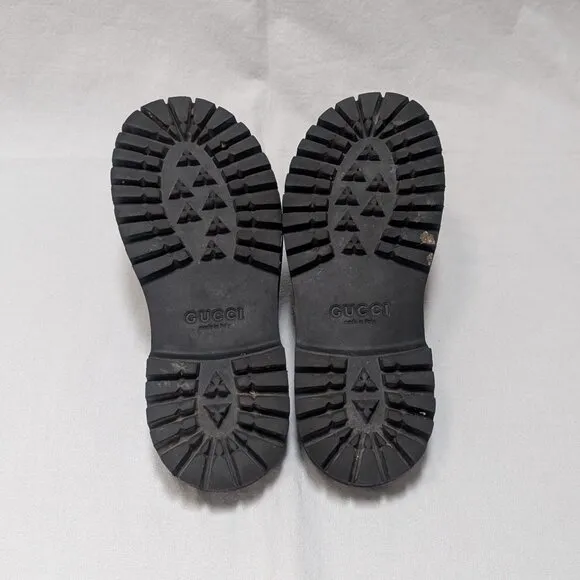 Gucci Unisex Black Rubber Logo Mules Slides Clogs Size 8 Mens 10 Womens