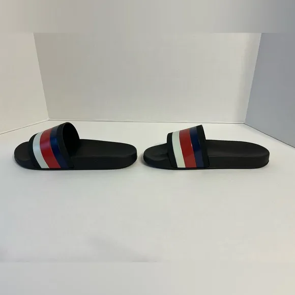 Gucci WEB RUBBER Slides IN‎ BLACK Blue / Red &amp; White Sandals men’s UK size 6
