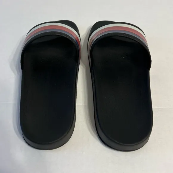 Gucci WEB RUBBER Slides IN‎ BLACK Blue / Red &amp; White Sandals men’s UK size 6