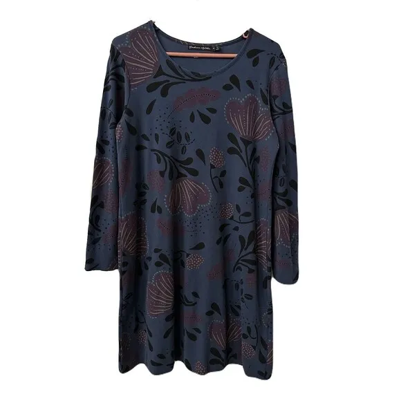 Gudrun Sjoden Womens Size Medium Flower Print Tunic Organic Cotton Dress Pockets