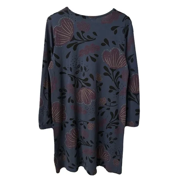 Gudrun Sjoden Womens Size Medium Flower Print Tunic Organic Cotton Dress Pockets