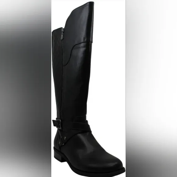 Guess Black Wide Calf Quilted Zipper Haydin Riding Boots Size 8 NWOT