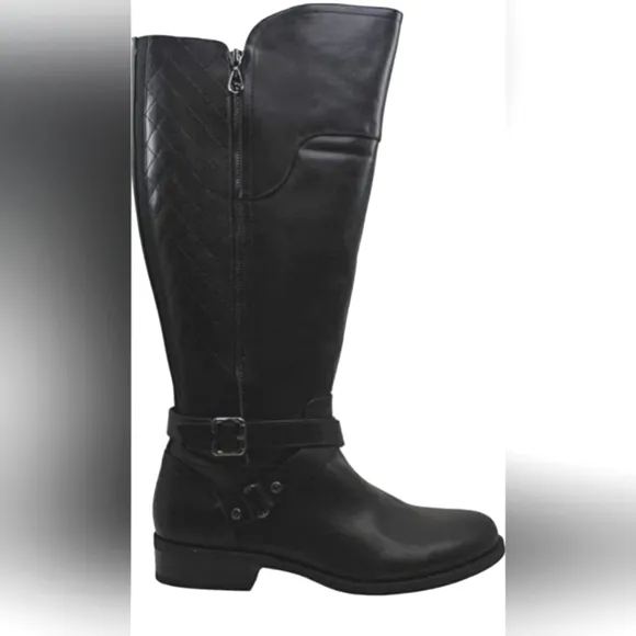 Guess Black Wide Calf Quilted Zipper Haydin Riding Boots Size 8 NWOT