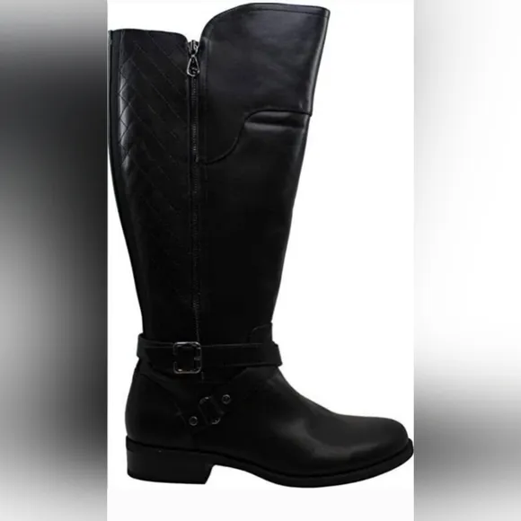 Guess Black Wide Calf Quilted Zipper Haydin Riding Boots Size 8 NWOT