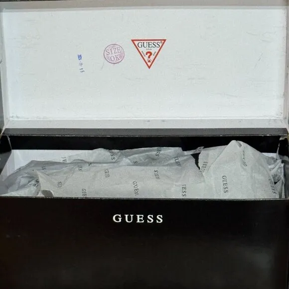 Guess Mens Magaria Black Embossed Logo Slide Strap Sandals 9 M
