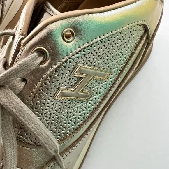 Hogan gold leather fashion sneakers size 40