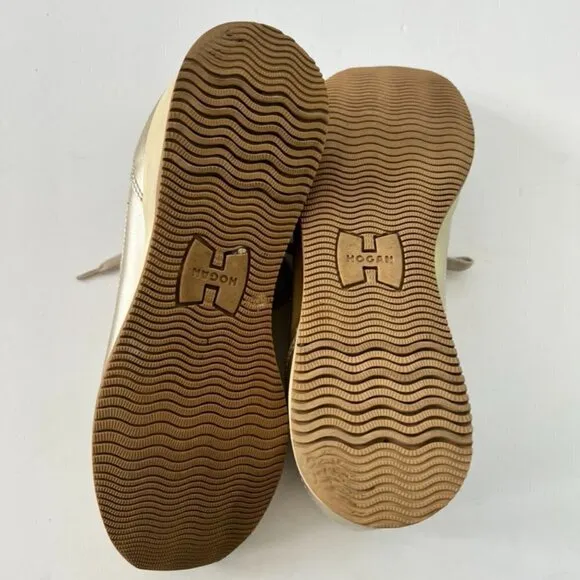 Hogan gold leather fashion sneakers size 40