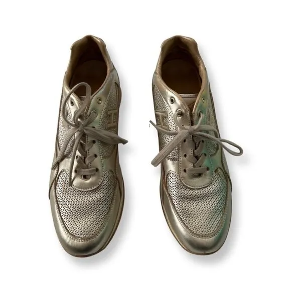 Hogan gold leather fashion sneakers size 40