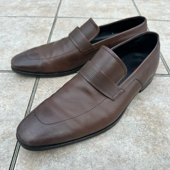 HUGO BOSS Men's Brown Leather Loafers