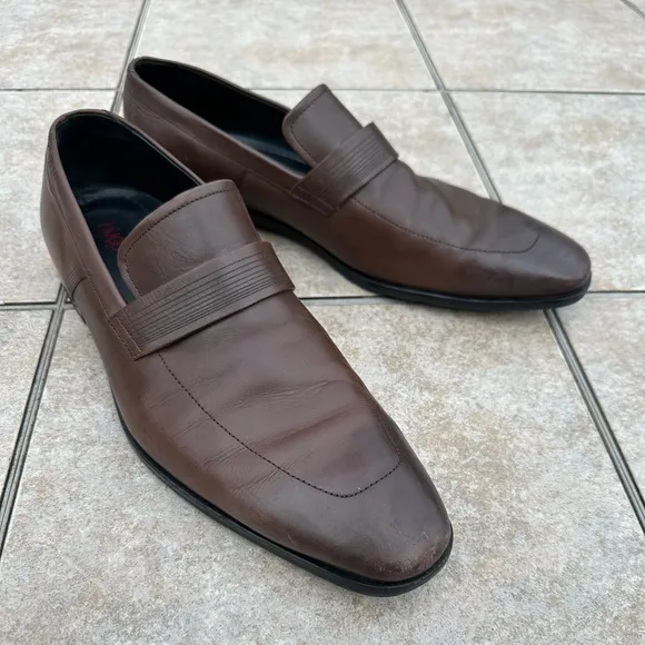 HUGO BOSS Men's Brown Leather Loafers