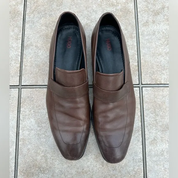 HUGO BOSS Men's Brown Leather Loafers