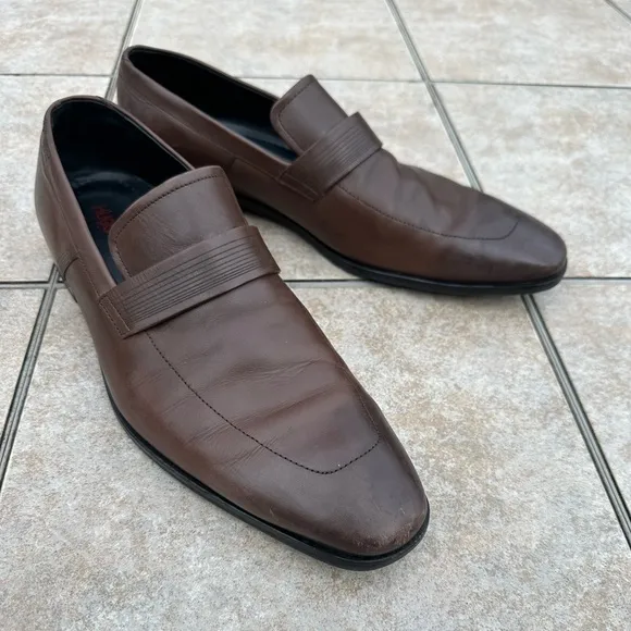 HUGO BOSS Men's Brown Leather Loafers