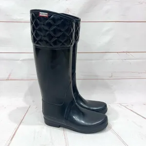 Hunter Black Quilted Asymmetrical Rigley WaterproofTall Rain Boots