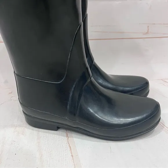 Hunter Black Quilted Asymmetrical Rigley WaterproofTall Rain Boots