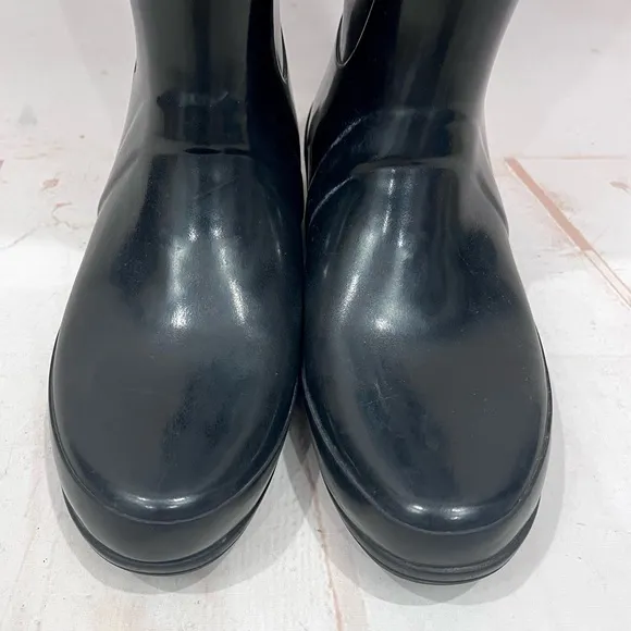 Hunter Black Quilted Asymmetrical Rigley WaterproofTall Rain Boots